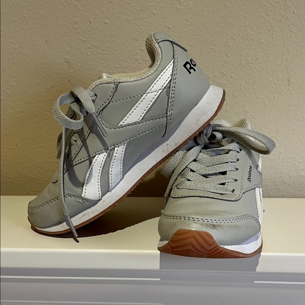 Reebok Kids Light Gray and White Sneakers